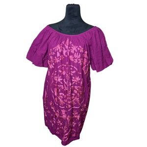 NWT $148 Free People Fiona Plum Embroidered Off Shoulder Mini Dress Size S
